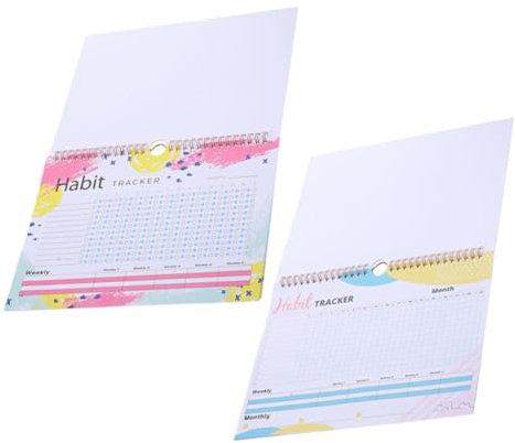SHOWERORO 2pcs Self-discipline Check-in Schedule Monthly Habit Tracker Journal Weekly Planners Undated Daily Planner Goal Tracker Undated Planner Goals Scheduled Planner Habit Journal Iron