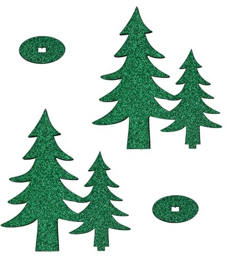 Oblique Unique 2er Set Holz Tannenbaum Grün mit Ständer als Tisch Deko für Weihnachten DIY Dekoration Basteln