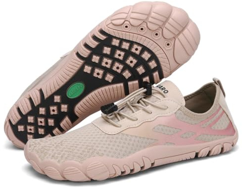 SAGUARO Badeschuhe Damen Herren Barfußschuhe Wasserschuhe Barfuss Schwimmschuhe Gegen Seeigel Aquaschuhe Leicht Strandschuhe rutschfest Barfussschuhe Sport Neoprenschuhe Beige, Gr.37