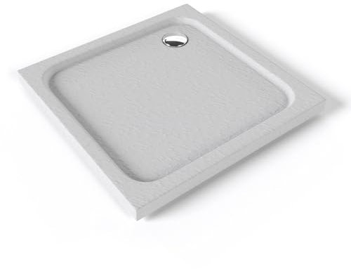 SHIMMER STONE Receveur de douche 85 x 85 cm acrylique Blanc effet pierre + bonde et siphon inclus - Salle de bain