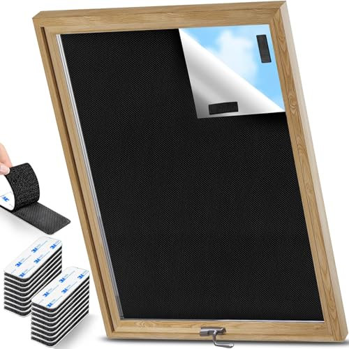 Tela Oscurecedora Ventana, 100% Estor Opaco para Ventana, Persiana Opaca Portátil de 100x148 cm, con 16 Velcro Adhesivo, Tela Opaca para Cortinas Opacas para Dormitorios, áticos y Autocaravanas