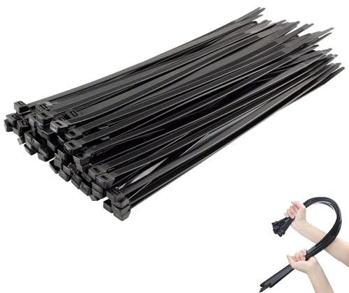 100 Pack Cable Ties, Small Nylon Plastic Self Locking Zip Ties Wraps, Long Heavy Duty with 40lbs, Indoor&Outdoor Use, Cable Management, Wires, Office, Garden, Christmas (Black, 250mm x 4.0mm)