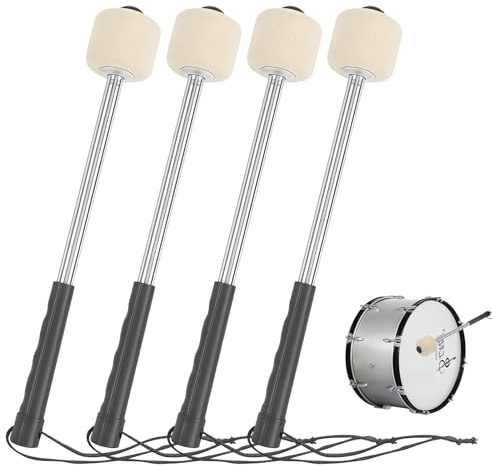 4 Pièces Maillet De Grosse Caisse, Baguette De Tambour, Maillets De Tambour En Acier Basse, Baguette Avec Accessoire De Tambour Portative De Percussion De Basse