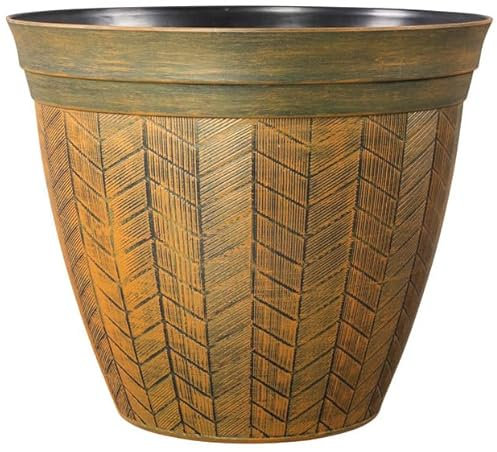 Muddy Hands 21.5 Litre Large Rust Decorative Round Plastic Planter Outdoor Garden Flower Herb Tree Ornamental Plant Pot