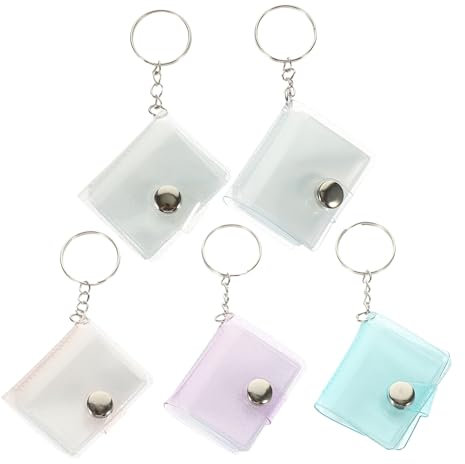 MUCKLILY 5 Stück Schlüsselanhänger mit Fotohalter Transparente Schlüsselringe für Bilder Album Keychain für und Bastelprojekte Transparent