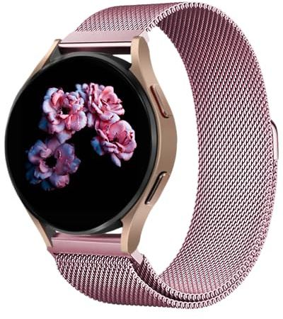 Cinturino in maglia metallica acciaio inossidabile, Compatible with Samsung Galaxy Watch Band 7/FE/6/5/4/3 & Watch 5 Pro & 6/4 Classic & Gear S3/S2, 20mm & 22mm, Rosa rosa