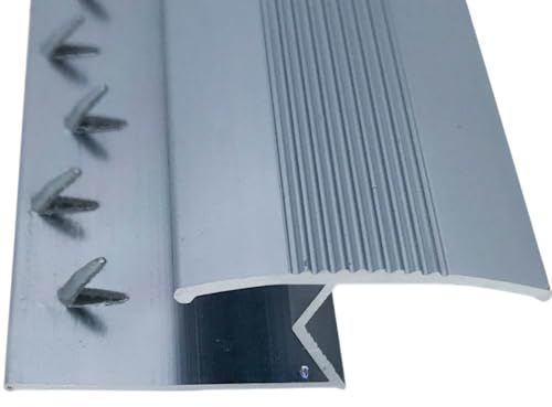 Grandismo® Z Edge Trim Standard 3ft / 0.9metres / 90cm / 90mm Length Screw-Down Threshold Strip for Carpet to Laminate/Wood/Tiled Flooring (Grey)