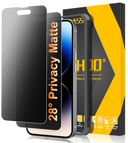 JEHOO 2 Pack for iPhone 14 Pro Privacy Matte Screen Protector, 28°Anti-Spy, Anti-Glare, Anti-Reflection, Anti-Fingerprint, Smooth as Silk 9H Tempered Glass Film for Gaming Enthusiasts