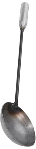 Hohopeti Long Handle Wok Cooking Spoon Iron Soup Ladle for Farm and Breeding Use Spacious Capacity Ergonomic Design Heavy-Duty Serving Scoop for Restaurant Hotel School Kitchen
