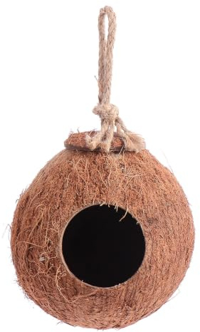 ERINGOGO Vogelnest aus Natürlicher Kokosnuss, Hohles Design, Hängende Vogelfutterstation für Kleine Vögel, Anwendung im Garten und Kindergarten