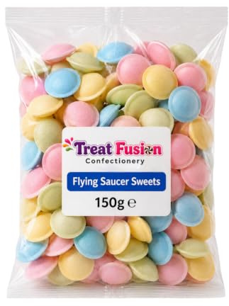 TreatFusion Flying Saucer Sweets 150g– Fruit-Flavoured Sherbet Wafer Sweets
