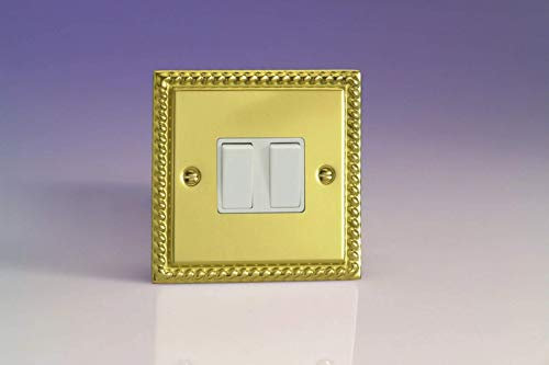 Varilight - 2G 1 or 2W 10A Switch Georgian Brass - XG2W