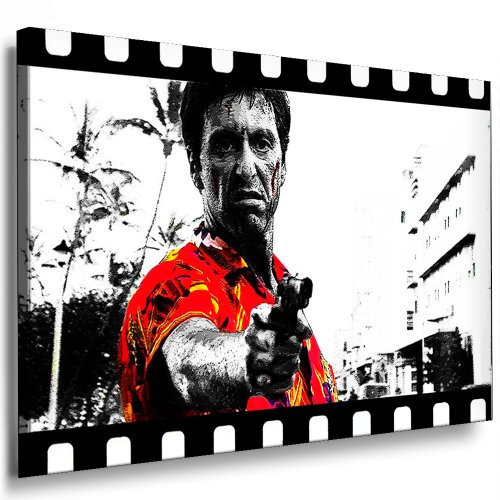 Scarface - Al Pacino Leinwand Bild 100x70cm k. Poster ! Bild fertig auf Keilrahmen ! Pop Art Gemälde Kunstdrucke, Wandbilder, Bilder zur Dekoration - Deko. Film/Movie/Tv Stars Kunstdrucke