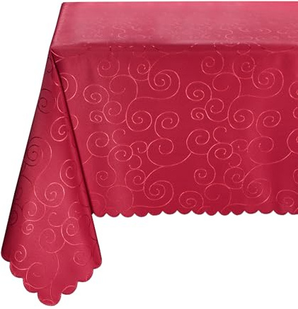 BEAUTEX Damast Tischdecke Ornamente eckig 110x160 Bordeaux bügelfrei edel | fleckenabweisend, Lotuseffekt, formstabil, strapazierfähig, eleganter Glanz, hochwertige Tischwäsche für Alltag & Anlass