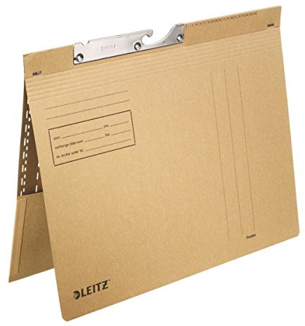 LEITZ 2112-00-00 Pendelhefter Combi mit Tasche - Heftung, Manilakarton, naturbraun