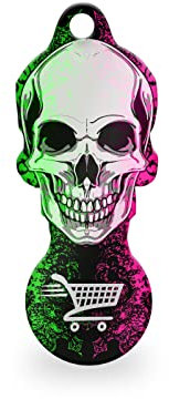 TRIGGI® der Einkaufswagenlöser - Einkaufswagenchip zum Abziehen, Schlüsselanhänger, Chip Einkaufswagen Totenkopf Neon Style
