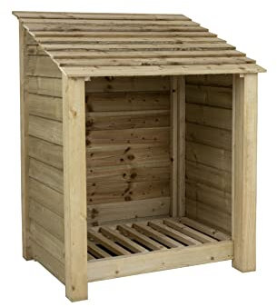 Arbor Garden Solutions wooden log store 4ft, firewood storage (W-99cm, H-126cm, D-88cm), natural finish (Without kindling shelf)