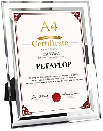 PETAFLOP Cadre Photo A4 Document, Grand Format Cadre Verre 21x29.7 cm Ornement sur Table Décoration Chambre Elégante