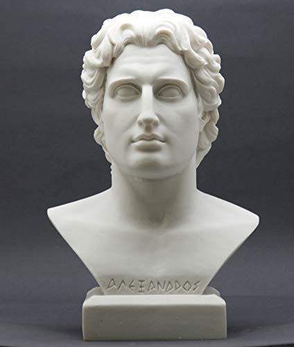Alexander The Great Head Büste griechische Statue aus gegossenem Marmor, Skulptur 28 cm
