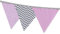 Wimpelkette Kinderzimmer, Stoff Wimpelkette für Babyzimmer Deko Junge & Mädchen - farbenfrohe Girlande Kinderzimmer Deko & Stoff-Girlande Längen - (130cm, Rosa/Grau)