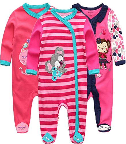 Kiddiezoom Grenouillère à manches longues en coton pour bébé garçon, coupe ajustée, recouvre les pieds, Design5, 3-6 Months