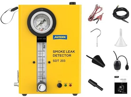 AUTOOL SDT203 Kfz-Rauchleckmelder, EVAP-System Rauchleckmaschine mit Durchflussanzeige/Manometer für alle DC12V-Fahrzeuge