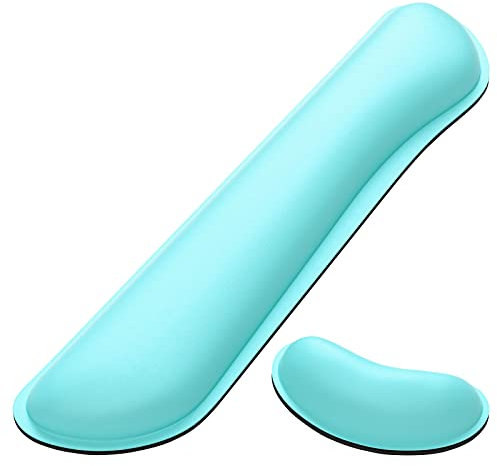 DAPESUOM Keyboard Wrist Rest Pad, Mouse Wrist Rest Support, Ergonomic Mouse Pad, Upgrade Cleanable PU Leather Keyboard Wrist Pillow Rest Pad, Widened Memory Foam Set, Easy Typing, Pain Relief, Green