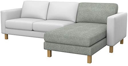 Soferia Kompatible Ersatzbezug fur KARLSTAD Anbau Recamiere, Stoff Strong Light Grey (FLECKENBESTÄNDIG und Kratzfest), Grau