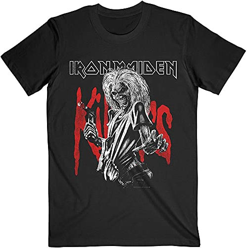 Iron Maiden T Shirt Killers Eddie Large Graphic Distressed Official Mens M Black