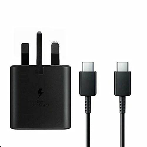 Samsung Galaxy S21 Ultra 5G Charger - 25W USB-C Super Fast UK Wall Charger & Braided USB-C Cable for Galaxy S21 Ultra, S23 FE, S24+