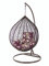 Kideo Komplettset: großer Hängesessel mit Gestell & Kissen, XXL Größe, Korbsessel, Poly-Rattan, (Korb & Gestell: Dunkelbraun, Kissen: Blumenmuster Nest (3905_vino_Tinto))