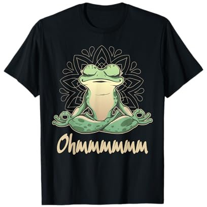 Süße Frosch Geschenke Yoga Frosch Meditation Humor T-Shirt, Unisex-Erwachsene, Schwarz, S, Kurzarm
