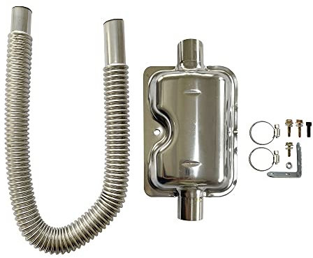 OrangeClub Edelstahl Auspuff Abgasrohr mit Schalldämpfer abgasschlauch 25mm wellrohr für Diesel Standheizung Air Heater (250cm+Schalldämpfer)