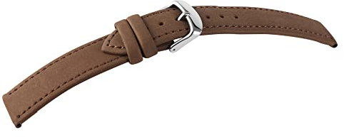 LEONARDO VERRELLI-Uhrenarmband Ersatz Echt Leder Flach Dornschließe 12 – 22 mm (Stegbreite: 14 mm, braun)