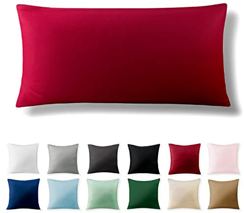 Alreya Renforcé Kissenbezug 40 x 80 cm - 100% Baumwolle mit Reißverschluss, Superweicher Kopfkissenbezug 40x80, Kissenhülle, Rot, nur Kissenbezug