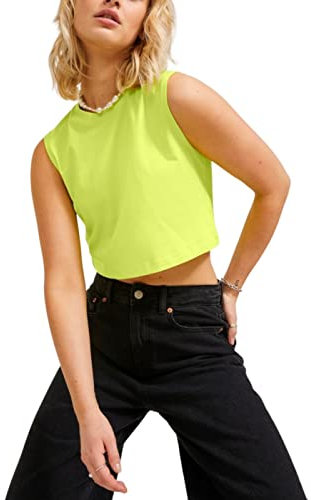 JJXX Jxalvira Slim SL Crop Every tee Jrs Sn Camiseta, Verde Lima, M Mujeres