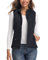 LONGKING Damen Weste Leicht Stehkragen Weste Steppweste mit Reißverschluss Ärmellose Oberteile Tops Coat Jacke Outdoor Blau-Schwarz L