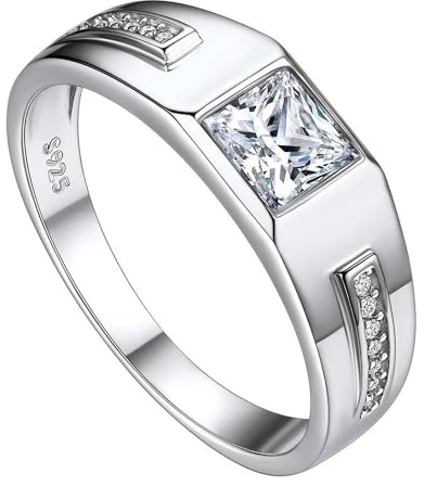 Suplight Herren Ring Silber 925 Personalisierter Solitärring Damen Bandring Spannrings Edelstein Verlobungsring mit Gravur Geburtsstein Schmuck 68