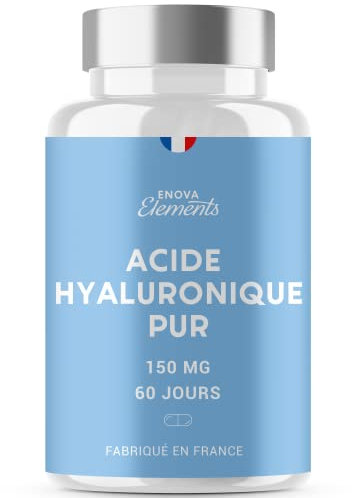 Acide Hyaluronique Pur 150mg – Complément Alimentaire – 60 Gélules Végétales – Hydratation, Élasticité et Fermeté de la Peau – Cure 2 Mois – Fabriqué en France