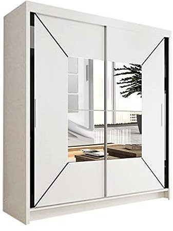 SLIDING WARDROBE 4U Cologne Free Standing Sliding mirror Door Wardrobe (120cm, White)
