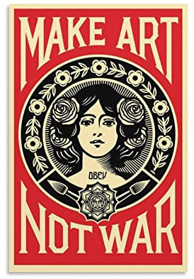 SSJS Poster Make Art Not War, Wandkunst für Zuhause, Büro, Wand, Klassenzimmer, Büro, Wandkunst, Zuhause, Fitnessstudio, Poster, Leinwandgemälde, 30 x 45 cm