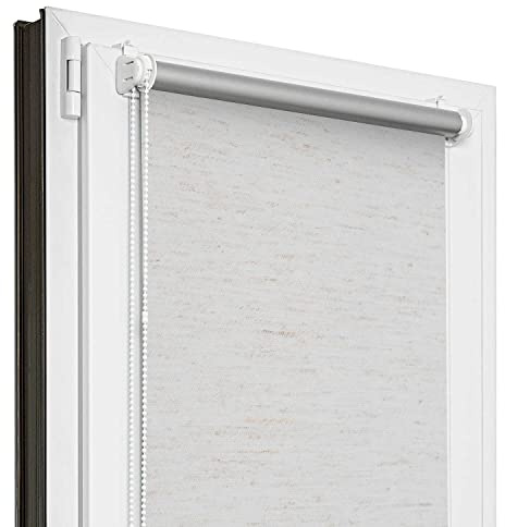 Estika Verdunklungsrollo Thermorollo ohne Bohren - 90 cm x 220 cm - Flachs - 13 Stofffarben, Rollos für Fenster ohne Bohren, Klemmfix-Rollos für Innenfenster (90 cm Stoffbreite)
