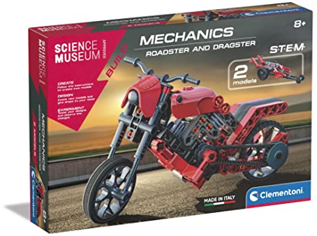 Clementoni- Roadster & Dragster Building Set: With 90+ Pieces, STEM Learning Toys for Kids, Educational Kit, Gears & Transmission (8+ Years)