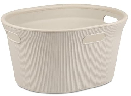 Tatay Wäschekorb Ecohome Polypropylen Wäschekörb mit Deckel Baobab | Wäschekorb Haushalt | Volumen 35 L | 41x33x50 cm | 100% recycelter Kunststoff | Ohne BPA | Robustes Polypropylen, Beige