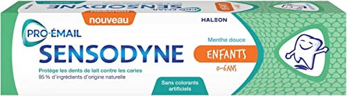 Sensodyne Pro-émail Enfant, Dentifrice pour Enfants de 0 à 6 ans, Aide à Prévenir et Protéger les Dents de Lait contre les Caries, Renforce l'Émail, Menthe Douce, 75 ml