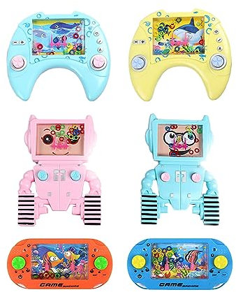 Eowppue 6 Pack Handheld Water Ring Game for Kids and Adults - Classic Retro Brain Toy Console, Random Colors