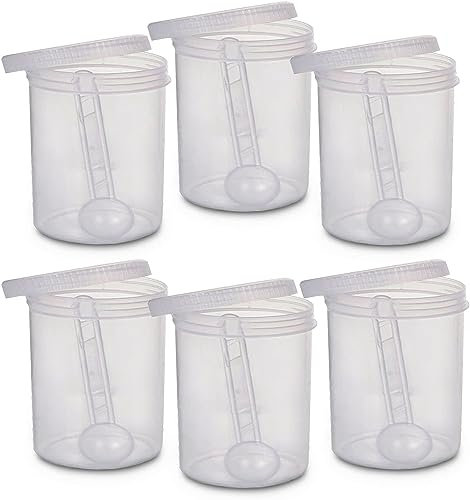 CENNET 6 x 1000ml Plastic Storage Jar With Screw Top Lids Airtight Food Storage Containers With Spoon For Kitchen, Herb, Spices, Sweets Clear Canister pots