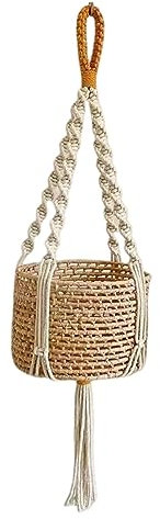 perfk Planta macramé Percha Decorativa Maceta Titular Pared Maceta Planta Estante Interior Colgante Maceta Cesta para Techo Oficina porche decoración del, Estilo un