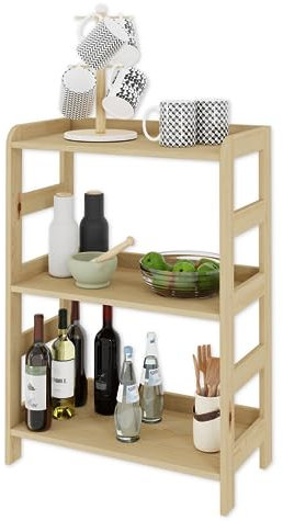 Lenmar Serie R, Natur, Braun, Holzregal, Kiefer, Holz, Hellbeige, 3-5 Böden, 89-166 cm Bücherregal, Holzregal, Standregal, Wandregal (R-01, 89x63x33 cm, 3 Böden, Natur)