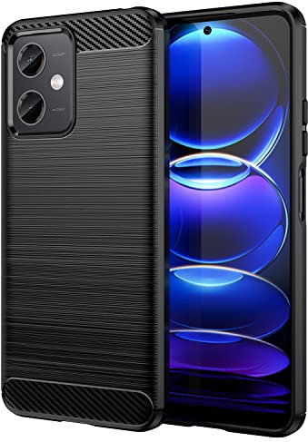 Max Power Digital Funda para móvil Xiaomi Redmi Note 12 5G / Poco X5 Carcasa Protectora Antigolpes Silicona Negra Diseño Fibra de Carbono Resistente Absorción de Choque [Compatible Carga Inalámbrica]